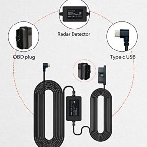REDTIGER OBD Hardwire Kit Power Cable 10FT 12V-24V to 5V for Mirror Dash cams of The T27 and T700, Low Voltage Protection