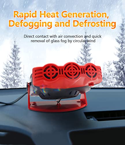 Car Heater, New Upgrade 2 in 1 Cooling & Heating Portable Car Heater 15V Car Fan Vehicle Electronic Air Heater Defrost Cigarette Lighter Plug Car Windscreen Fan Demister