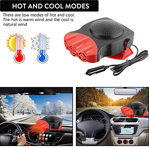 Car Heater, New Upgrade 2 in 1 Cooling & Heating Portable Car Heater 15V Car Fan Vehicle Electronic Air Heater Defrost Cigarette Lighter Plug Car Windscreen Fan Demister