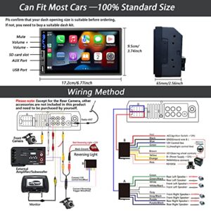 Double Din Car Stereo Compatible with Apple CarPlay and Android Auto - 7inch HD Touchscreen Car Audio Receivers with Bluetooth, Mirror Link, Backup Camera, SWC/USB/AUX/TF/Subwoofer, FM Car Radio