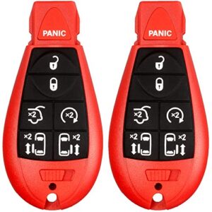 2 new red keyless entry 7 buttons remote start car key fob m3n5wy783x, iyz-c01c for town country volkswagen routan dodge grand caravan