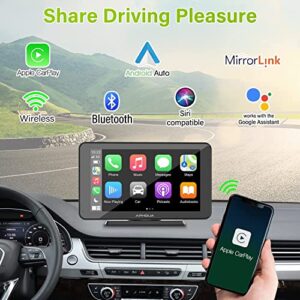 2023 Newest CarPlay Unit & Android Auto, APHQUA 7 Inch IPS 1080P Touch Screen Car Stereo with Backup Camera, Bluetooth, Mirror Link, Google, Dash or Windshield Mount