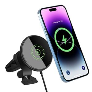 20w magnetic wireless phone holder car charger,compatible with magsafe car mount with fast charging function,wireless magnet car phone holder for iphone 14/14 pro/14 pro max/14 plus and 13/12 series
