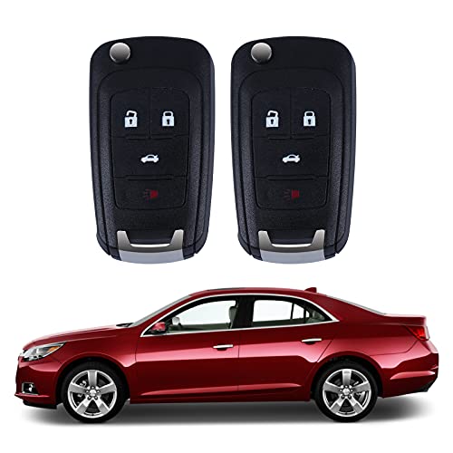 Replacement Folding Keyless Entry Flip Car Key Fob fits for 2010-2016 Buick Lacrosse Regal Verano 2010-2017 Chevy Camaro Equinox Sonic Malibu Cruze (OHT01060512 4btn) Set of 2