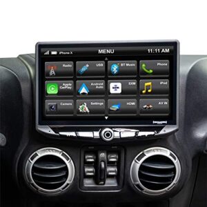 STINGER Wrangler JK (11-18) Radio Replacement Kit Heigh10 10" Infotainment System with Android Auto, CarPlay, Bluetooth, with Dash Kit, Interface, Dual USB Port & Antenna Adapter