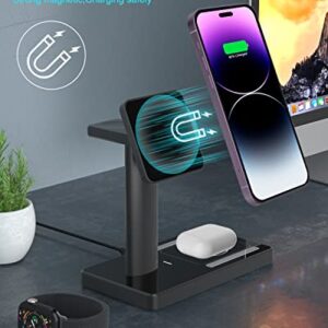 3 in1 Magnetic Wireless Charger Stand,2022 Upgraded Aluminum Alloy 20W Fast Wireless Charging Station Compatible with Magsafe Charger for iPhone 14/13/12 Pro/Pro Max/Mini/iWatch Series/AirPods Pro/3/2