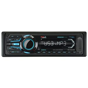 boss audio systems mr1308uabk marine stereo system – single din, bluetooth audio and calling head unit, aux-in, usb, sd, weatherproof, am/fm radio receiver, no cd player, hook up to amplifier