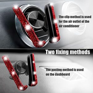 QUICTO Bling Car Phone Holder, Mini Car Dash Air Vent Cellphone Mount, 360° Rhinestone Crystal Adjustable Car Phone Mount, Universal Women and Girls Bling Car Interior Accessories (Red)