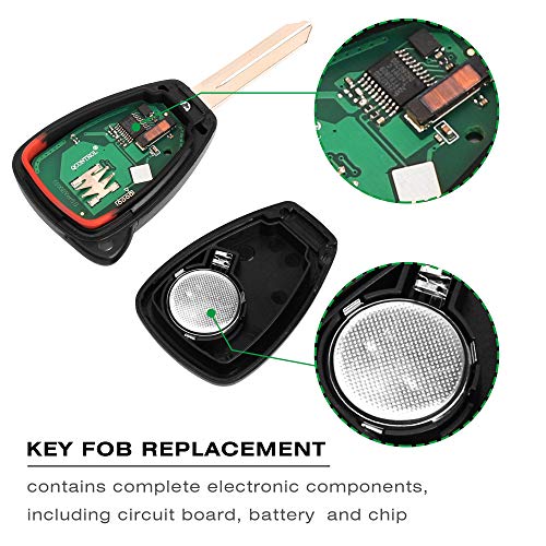 VOFONO Compatible with Keyless Entry Remote Key Fob Jeep Wrangler 07-18/Compass 07-18/Dodge Ram 07-09/Durango 07-09/Caliber 07-12/Nitro 07-11/Dakota 08-11 FCC ID: OHT692713AA