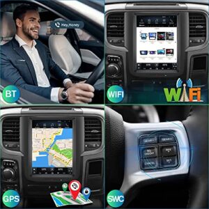 Car Stereo for Dodge Ram 2013-2018 1500 2500 3500, 10.4 Inch T-Style Android System Touch Screen Multimedia Player 4G+64G Built in Carplay Android Auto Navigation WiFi Bluetooth SWC HDMI Output