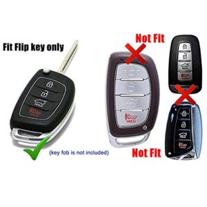 2Pcs Coolbestda Flip Key Fob Cover Skin Remote Case Keyless Entry Jacket Shell for Hyundai Sonata Santa Fe Tucson Black Rose