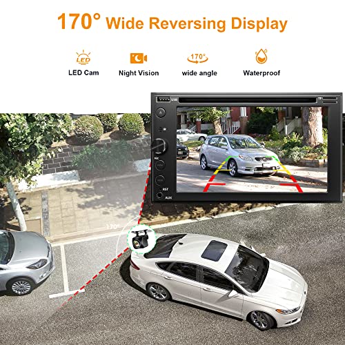 Double Din Car Stereo with CD/DVD Player, 7-inch Touch Screen Car Stereo with Apple CarPlay&Android Auto, Bluetooth5.2, Backup Camera, Mirror Link, Subwoofer, SWC, Subwoofer, AM/FM Car Radio Receiver