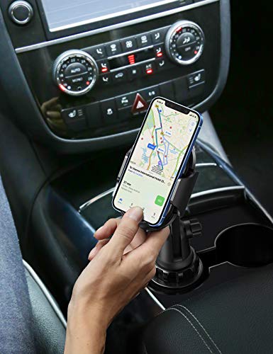 UGREEN Cup Car Phone Holder One-Button Release Cell Phone Mount Automobile Universal Adjustable Compatible for iPhone 13 12 Pro Max XR 8 7 and Android Smartphones