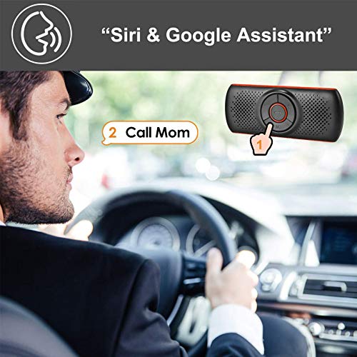 Aigoss Bluetooth Car Speakerphone, Wireless Car Kit for Handsfree Talking Car Stereo Music Receiver Player, Built-in Mic/TF Card Player/Siri & Google Assistant