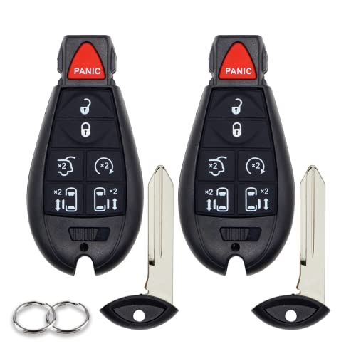 Xucanarmy Key Fob Replacement, Keyless Entry Remote Key 7 Buttons FOBIK Fit for 2008-2020 Dodge Grand Caravan Chrysler Town and Country IYZ-C01C/M3N5WY783X, 2 Pack