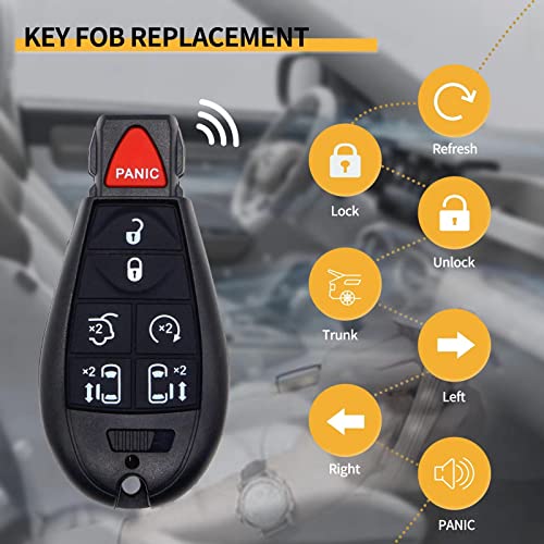 Xucanarmy Key Fob Replacement, Keyless Entry Remote Key 7 Buttons FOBIK Fit for 2008-2020 Dodge Grand Caravan Chrysler Town and Country IYZ-C01C/M3N5WY783X, 2 Pack