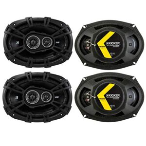 kicker 43dsc69304ds 6×9 720 watt 3-way 4-ohm car audio thin profile coaxial speakers with dome tweeters, foam surrounds & polypropylene cone, 2 pairs