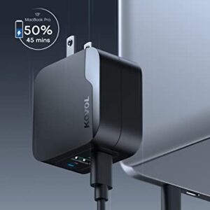 USB C PD Charger 65W, KOVOL Sprint USB Wall Charger, 2 Ports GaN III Fast Charger, USB C Travel Charger for MacBook Pro/Air, iPad Pro, iPhone 13/12/11, Dell XPS, Galaxy, Switch, and More