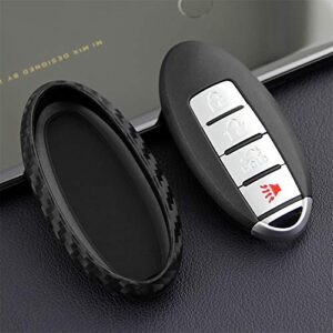 M.JVisun Soft Silicone Rubber Carbon Fiber Texture Cover for Nissan 370Z Altima Maxima Murano Armada GT-R Leaf Sentra Rogue Pathfinder Versa Smart 2 3 4 5 Buttons Car Key Fob Remote Case - Black