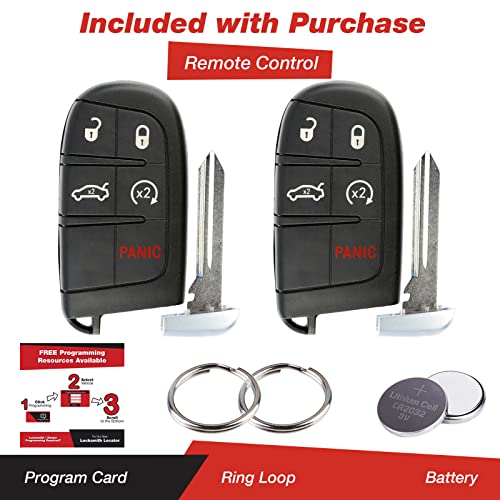 KeylessOption Keyless Entry Remote Car Smart Key Fob Starter for Dodge Dart Charger Challenger M3N-40821302 (Pack of 2)