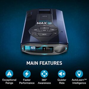 Escort MAX 360 MKII Radar and Laser Detector Bluetooth Enabled, 360° Directional Arrows, Exceptional Range, Shared Alerts, Drive Smarter App, Black