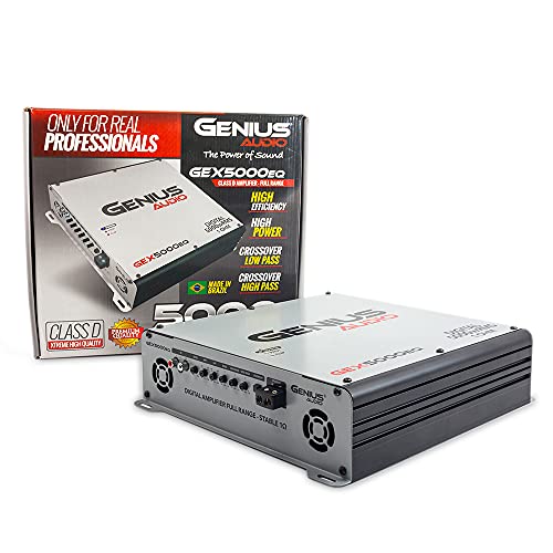 Genius Audio GEX5000EQ Digital Full Range Car Amplifier Monoblock 5000 Watts RMS Class D 1-Ohm Stable with Power Protection System and Bass Boost for Speaker and Woofer Performance