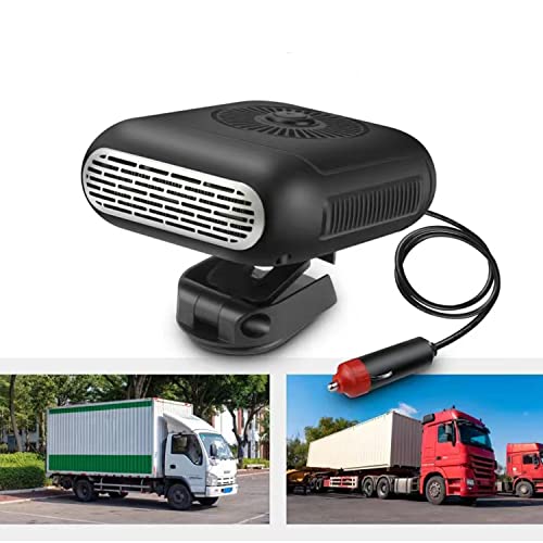 Portable Car Heater, 2 in 1 Fast Heating & Cooling Function Car Defroste Automobile Windscreen Fan Cars Defogger Plug in Cigarette Lighter (24V 220W)