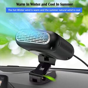 Portable Car Heater, 2 in 1 Fast Heating & Cooling Function Car Defroste Automobile Windscreen Fan Cars Defogger Plug in Cigarette Lighter (24V 220W)