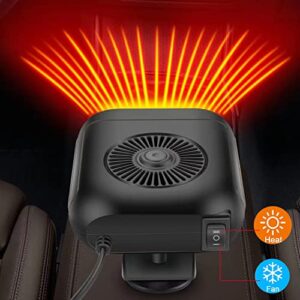 Portable Car Heater, 2 in 1 Fast Heating & Cooling Function Car Defroste Automobile Windscreen Fan Cars Defogger Plug in Cigarette Lighter (24V 220W)