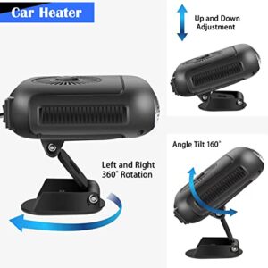 Portable Car Heater, 2 in 1 Fast Heating & Cooling Function Car Defroste Automobile Windscreen Fan Cars Defogger Plug in Cigarette Lighter (24V 220W)