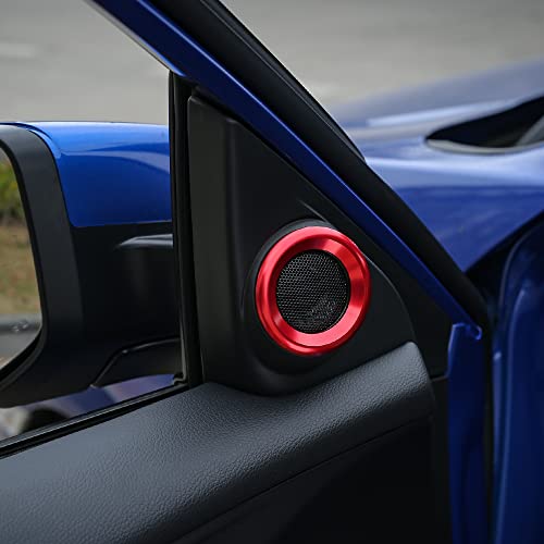 Thenice for 10th Gen Civic Door Audio Speaker Rings Anodized Aluminum A-Pillar Loudspeaker Decorations Circle Trims for Honda Civic 2016 2017 2018 2019 2020 2021 -Red