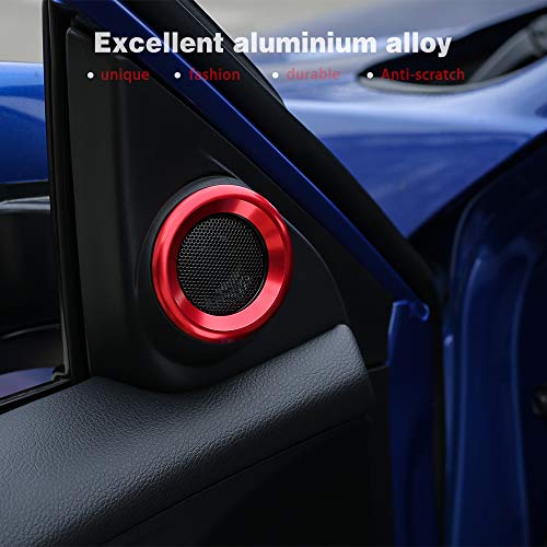 Thenice for 10th Gen Civic Door Audio Speaker Rings Anodized Aluminum A-Pillar Loudspeaker Decorations Circle Trims for Honda Civic 2016 2017 2018 2019 2020 2021 -Red