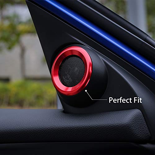 Thenice for 10th Gen Civic Door Audio Speaker Rings Anodized Aluminum A-Pillar Loudspeaker Decorations Circle Trims for Honda Civic 2016 2017 2018 2019 2020 2021 -Red