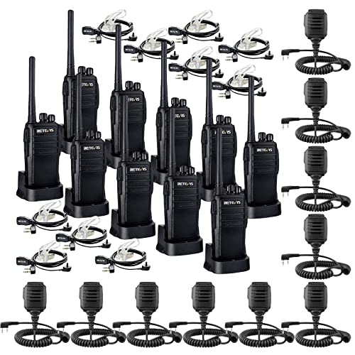 Retevis RT21 Two Way Radios(10 Pack) with Walkie Talkie Speaker Mic(10 Pack) for Commercial Organization