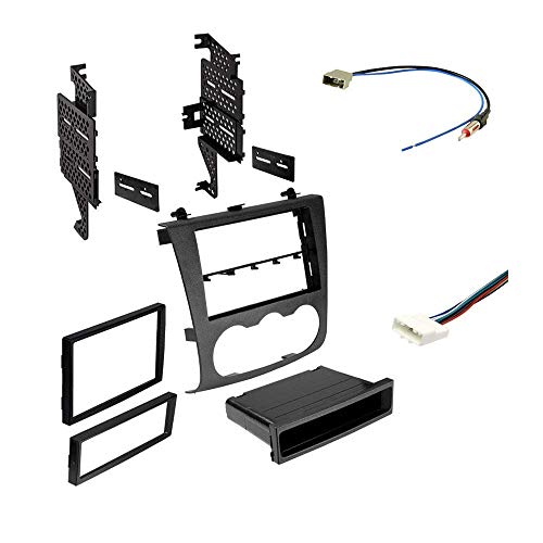 American International Single or Double DIN Radio Dash Kit for Nissan Altima Sedan or Coupe (2007-2012) with All-in-One Antenna Adapter and Wiring Harness (NDK727CP)