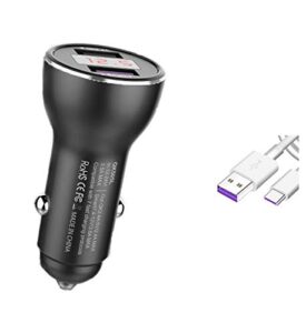 for huawei supercharge car charger, 9v/2a car charger adapter quick fast charger with usb type c super charging cable car charger for huawei p40 p30 p20 pro,mate 30 20 10 9 (black with led display)