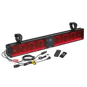 boss audio systems brt36rgb atv utv sound bar system – 36 inches wide, ipx5 rated weatherproof, bluetooth audio, amplified, 4 inch speakers, 1 inch tweeters, usb port, rgb multicolor illumination