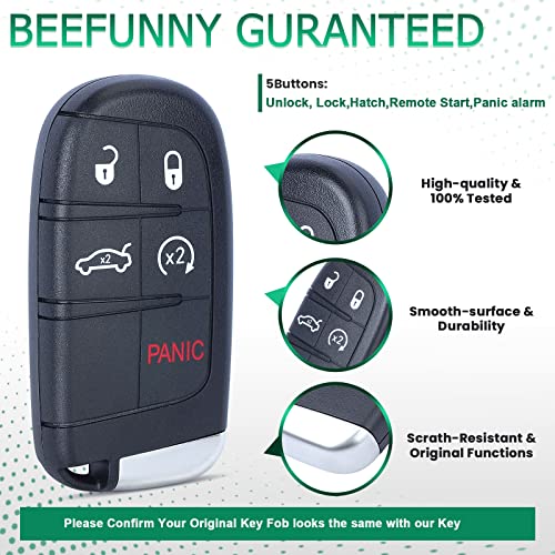 Beefunny 433MHz ID46 Chip M3N-40821302 Replacement 4+1 5 Button Smart Remote Key Fob for Chrysler 300 2011-2018 (1)