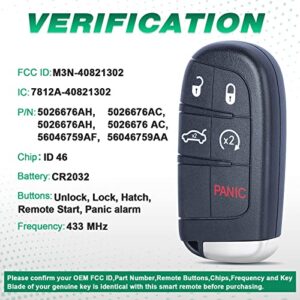 Beefunny 433MHz ID46 Chip M3N-40821302 Replacement 4+1 5 Button Smart Remote Key Fob for Chrysler 300 2011-2018 (1)