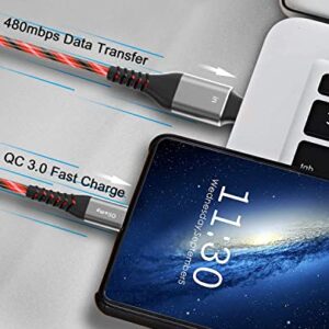 Oliomp USB C to USB C Fast Charging Cable 6ft 60W 3A USB Type C Charger Led Light up Charger Compatible with Samsung Galaxy S23/S22/S21/S20 /S10/S9/S8/Note20/MacBook Pro/Air/iPad Pro/LG/Pixel