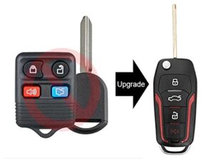 autokeymax compatible with 2008 2009 2010 2011 2012 2013 2014 ford escape expedition explorer upgraded flip remote key fob 315mhz 4d63-80 chip 4 button fccid: cwtwb1u331 (single)