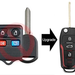 AutoKeyMax Compatible With 2008 2009 2010 2011 2012 2013 2014 Ford Escape Expedition Explorer Upgraded Flip Remote Key Fob 315MHz 4D63-80 Chip 4 button FCCID: CWTWB1U331 (Single)