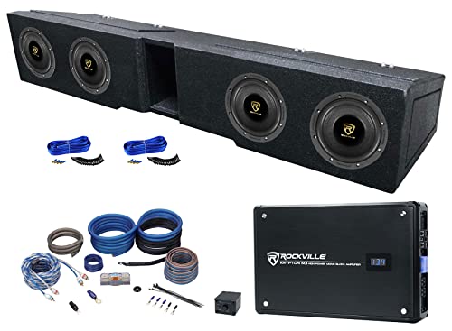 Rockville W65K9D2 6.5" 1000w Peak Car Audio Subwoofer Bundle Krypton-M3 1 Ohm Car Amplifier, RWK4CU Wiring Kit, REC130 Quad 6.5" Enclosure Box, Dual Sub Box Installation Kit