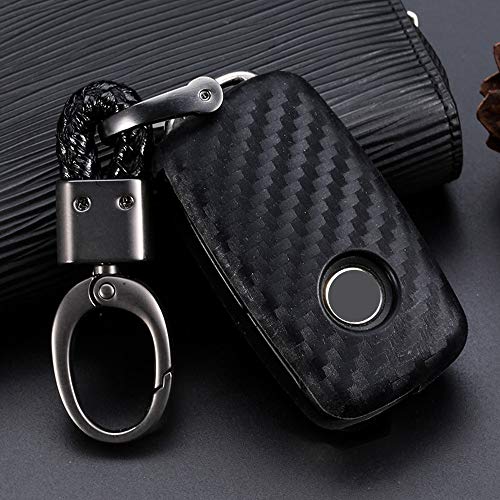 Royalfox(TM) soft black silicone carbon fiber smart keyless remote Key Fob case Cover For VW Volkswagen Jetta GTI Passat Golf Bora Polo Tiguan Touareg Beetle Multivan keychain (for old 3 buttons)