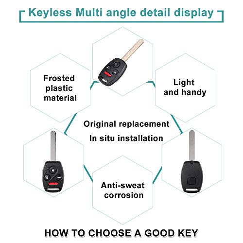 SELEAD 2pcs Flip Key Fob Keyless Entry Remote fit for 2004-2012 for Honda for CR-V for Accord Antitheft Keyless Entry Systems 35111-SHJ-305 4 Buttons