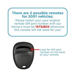 Keyless2Go Replacement for Keyless Entry Car Key Vehicles That Use 3 Button 15732803 KOBUT1BT - 2 Pack