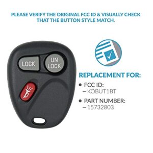 Keyless2Go Replacement for Keyless Entry Car Key Vehicles That Use 3 Button 15732803 KOBUT1BT - 2 Pack