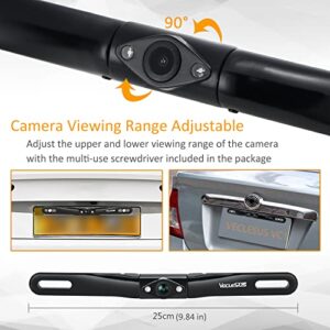 HD Backup Camera VECLESUS VC1 Car Rear View License Plate Back up Camera, Wide View Angle Night Vision Waterproof Easy Installation 720P Universal Backup Camera for Car, Sedan, Pickup, SUV and Truck