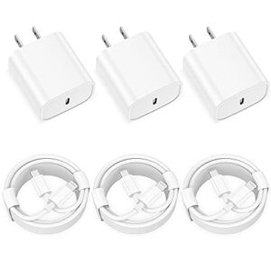 【apple mfi certified】 3pack iphone 14 13 12 11 fast charger,apple block usb c fast wall plug with 6ft usb c to lightning cable for iphone14/13/13pro max/12/12 pro max/11/11pro max/xs/xr/x,ipad