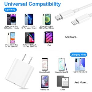 【Apple MFi Certified】 3Pack iPhone 14 13 12 11 Fast Charger,Apple Block USB C Fast Wall Plug with 6ft USB C to Lightning Cable for iPhone14/13/13Pro Max/12/12 Pro Max/11/11Pro Max/XS/XR/X,iPad